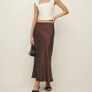 Reformation Silk Midi Skirt